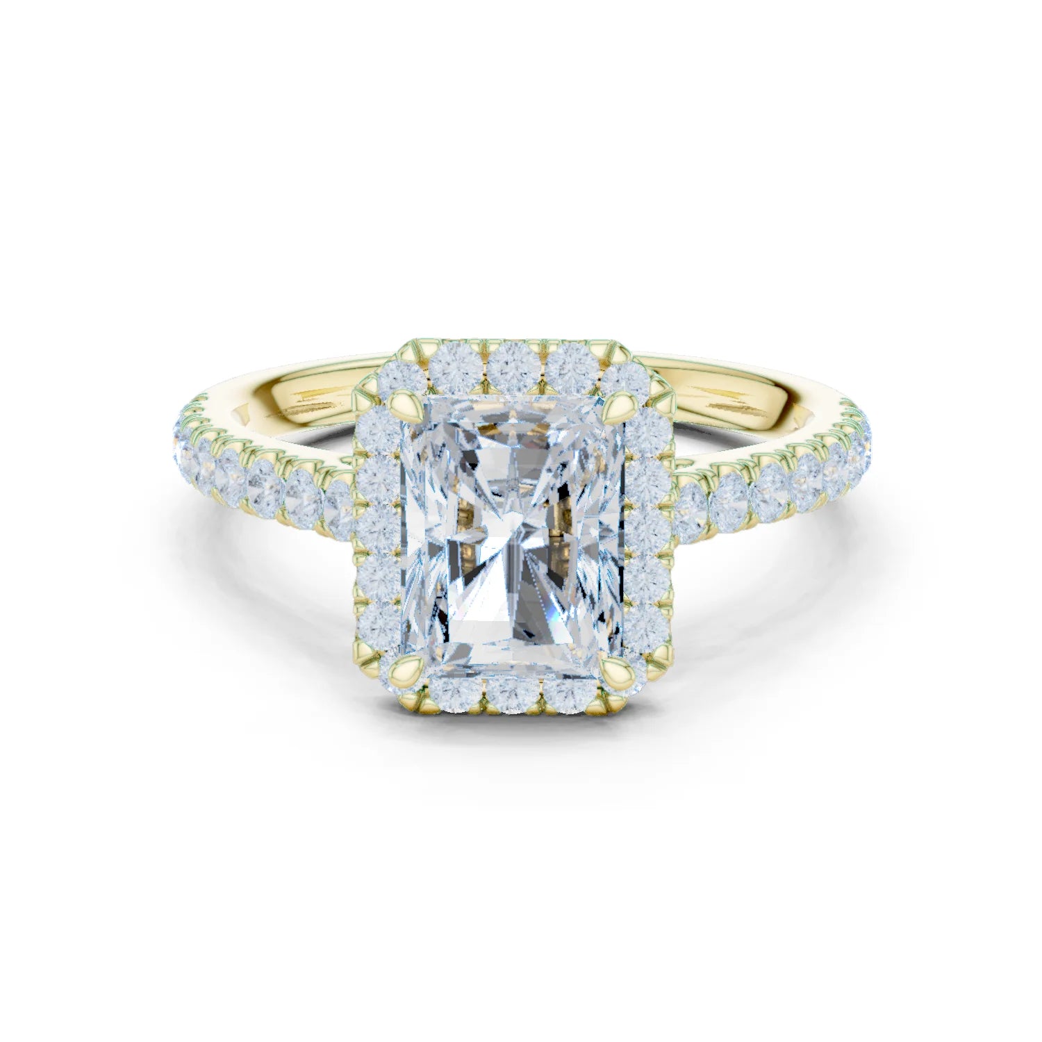 Radiant Shape Diamond Halo Engagement Ring