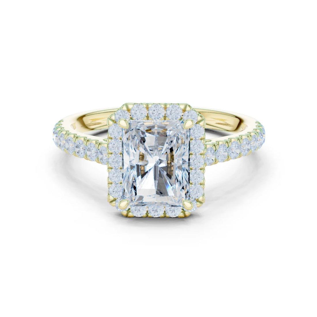 Radiant Shape Diamond Halo Engagement Ring
