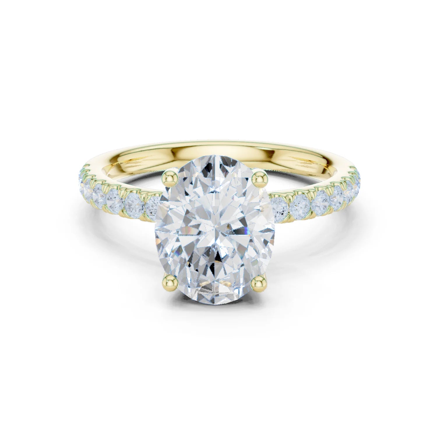 Oval Diamond Engagement Ring With Pave Band