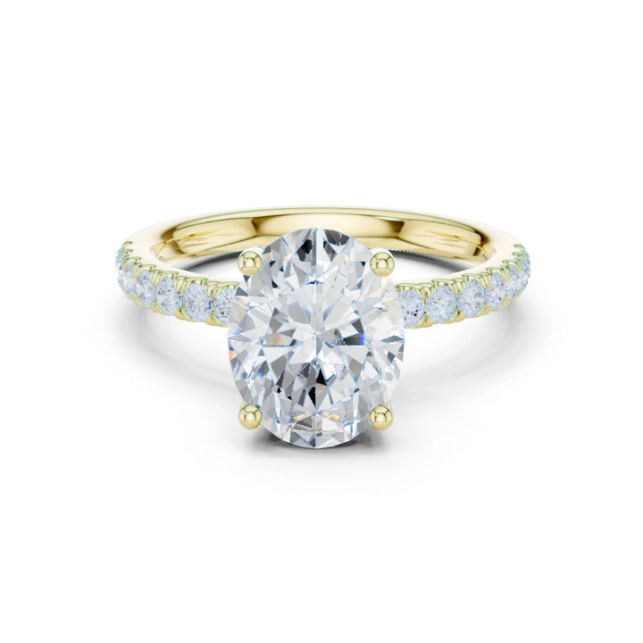 Oval Diamond Engagement Ring With Pave Band