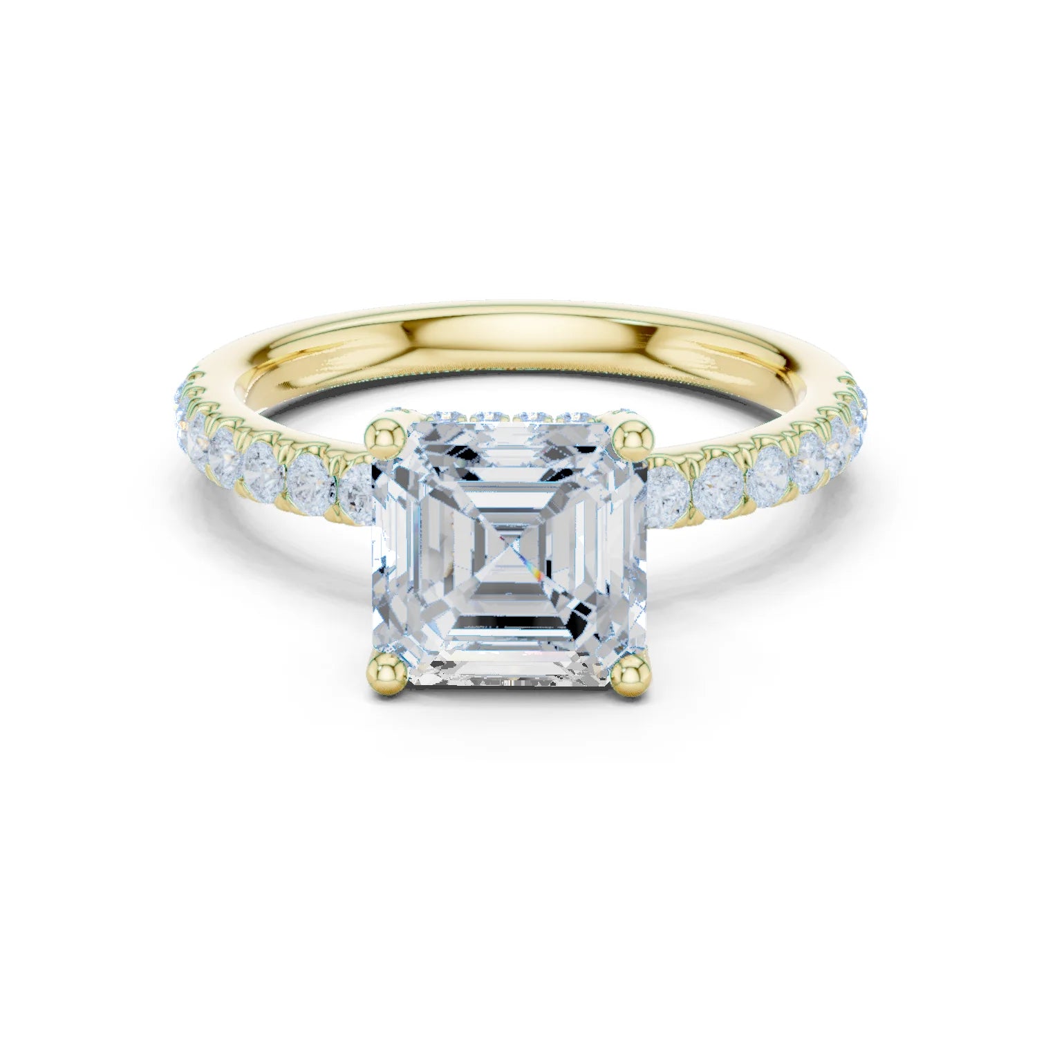 Asscher Diamond Engagement Ring With Pave Band