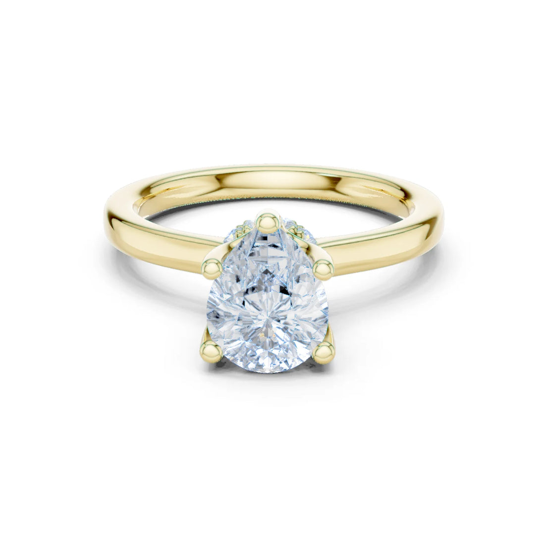 Pear Shape Diamond Hidden Halo Engagement Ring