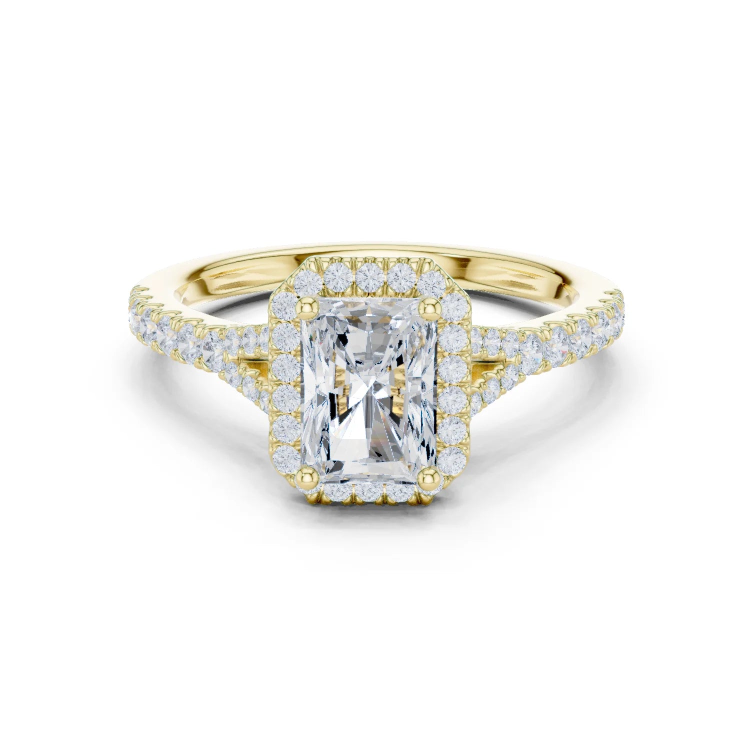 Radiant Cut Diamond Halo Engagement Ring