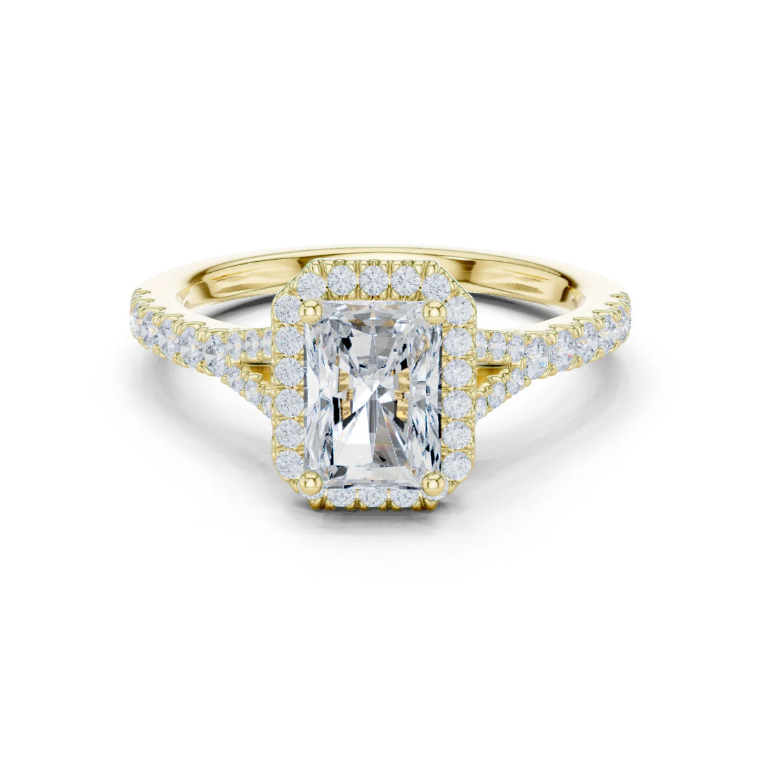Radiant Cut Diamond Halo Engagement Ring