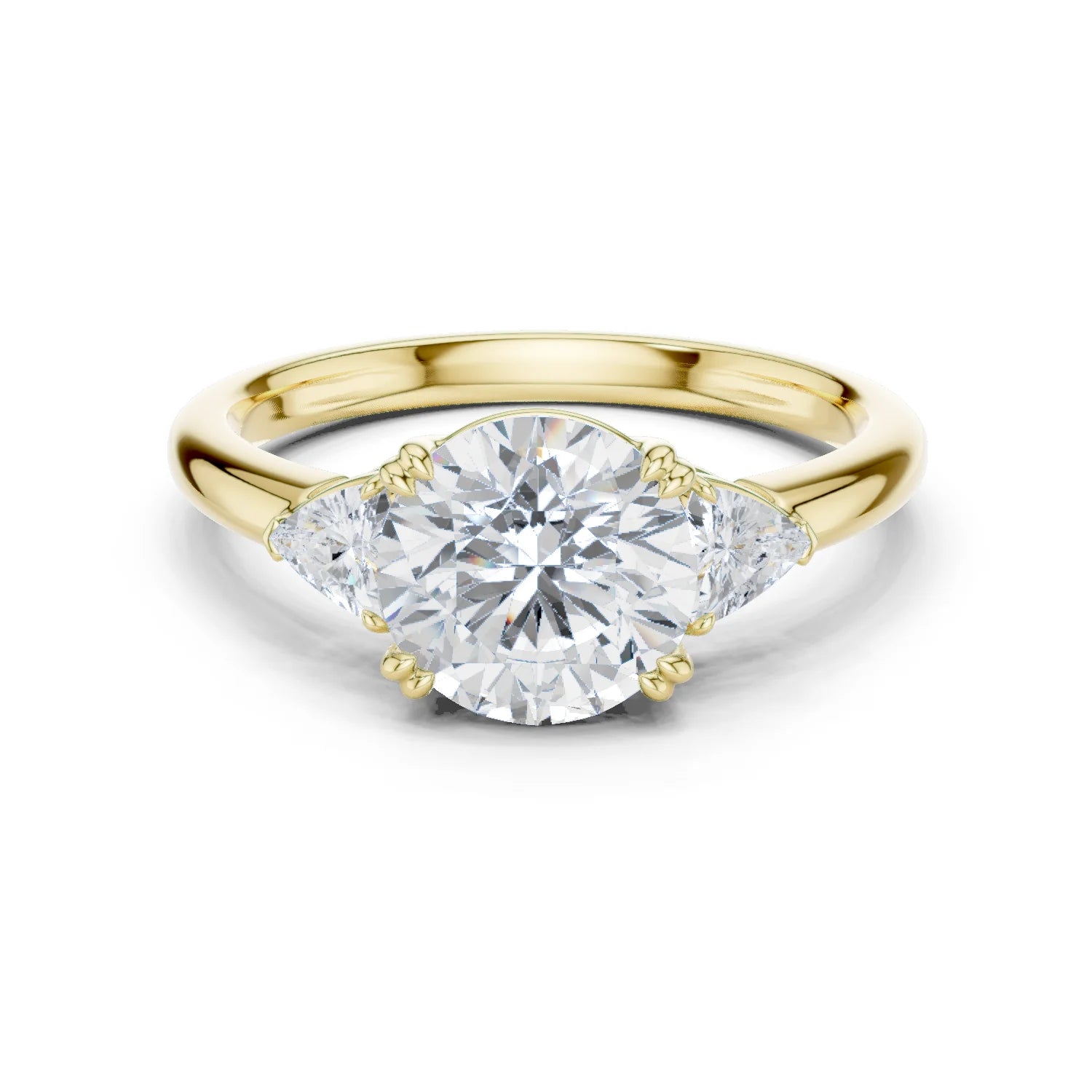 Trillion Side Diamond Round Shape Engagement Ring