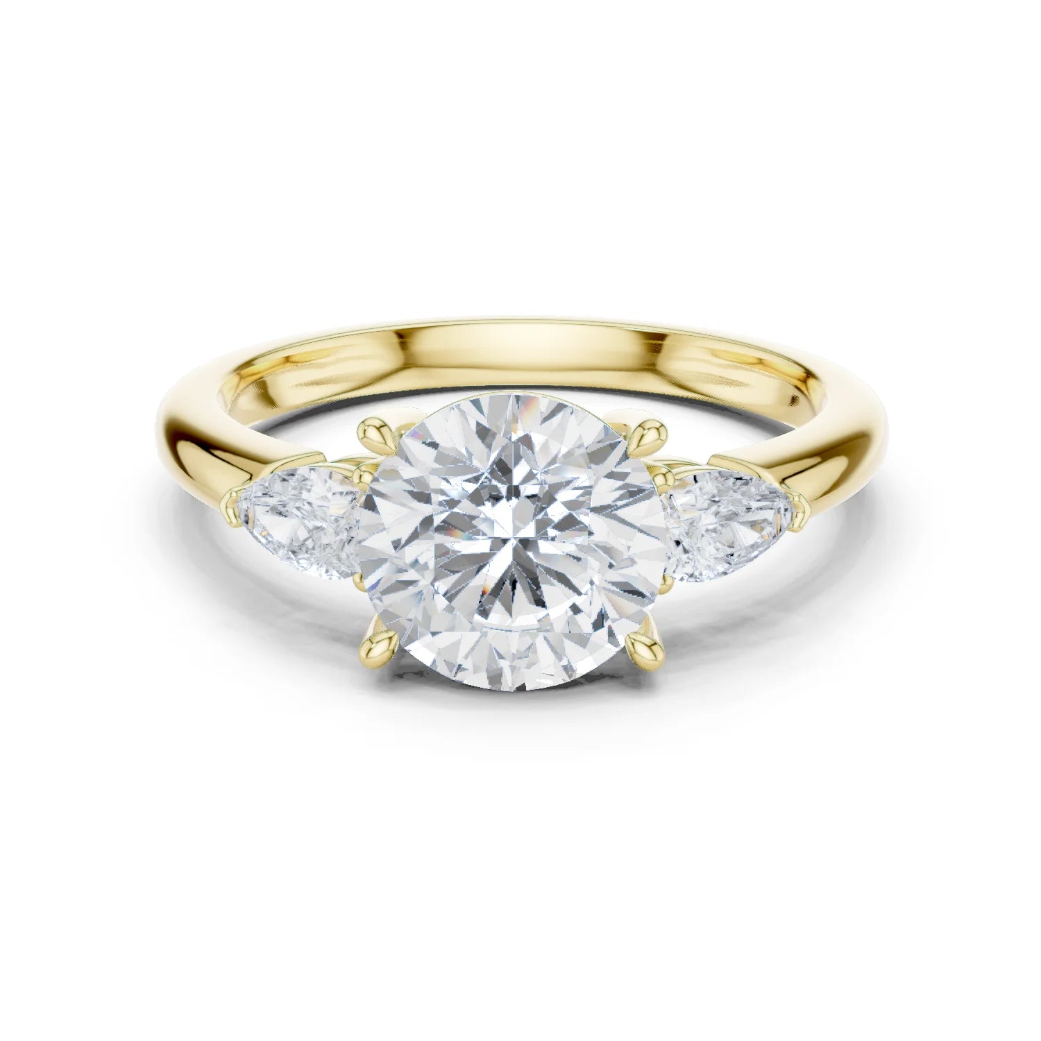 Round Cut Diamond Three-Stone Engagement Ring