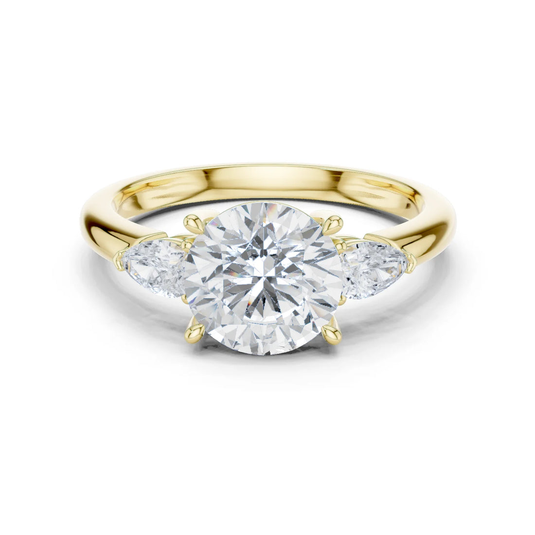 Round Cut Diamond Three-Stone Engagement Ring