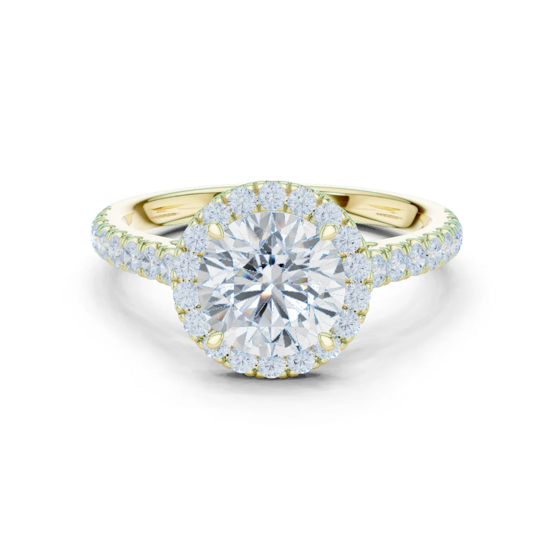 Round Shape Diamond Halo Engagement Ring