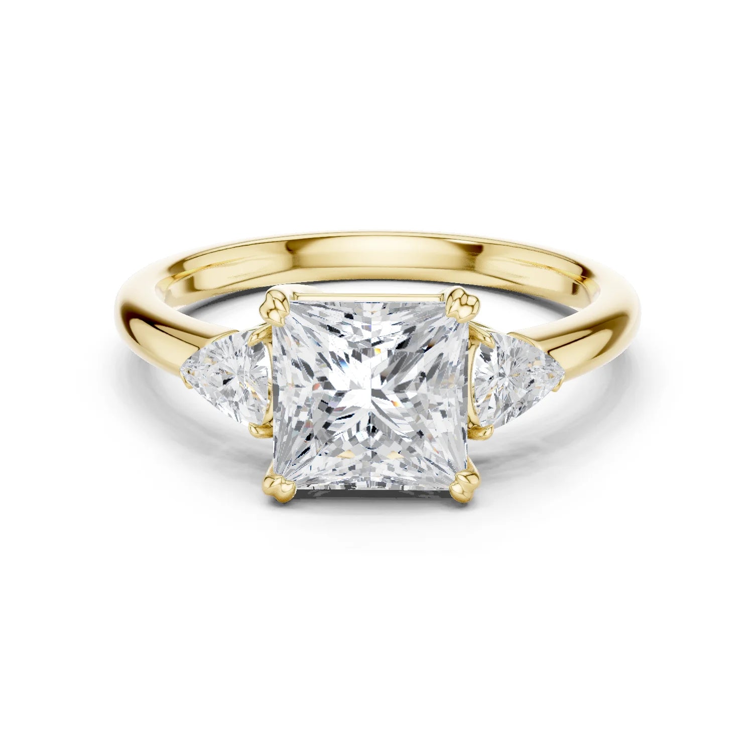 Trillion Side Diamond Princess Shape Engagement Ring