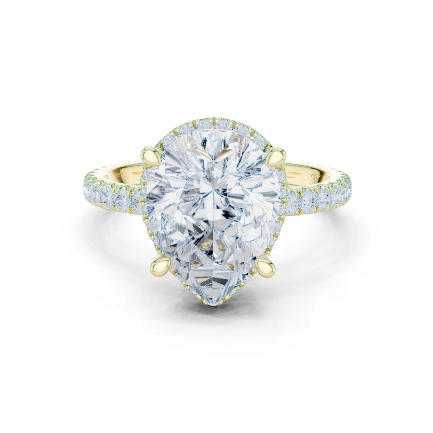 Pear Diamond Hidden Halo Engagement Ring