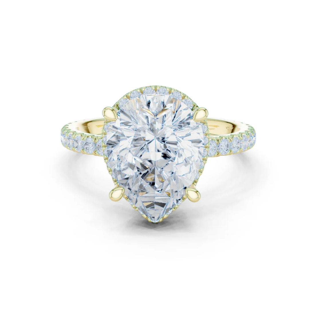 Pear Diamond Hidden Halo Engagement Ring