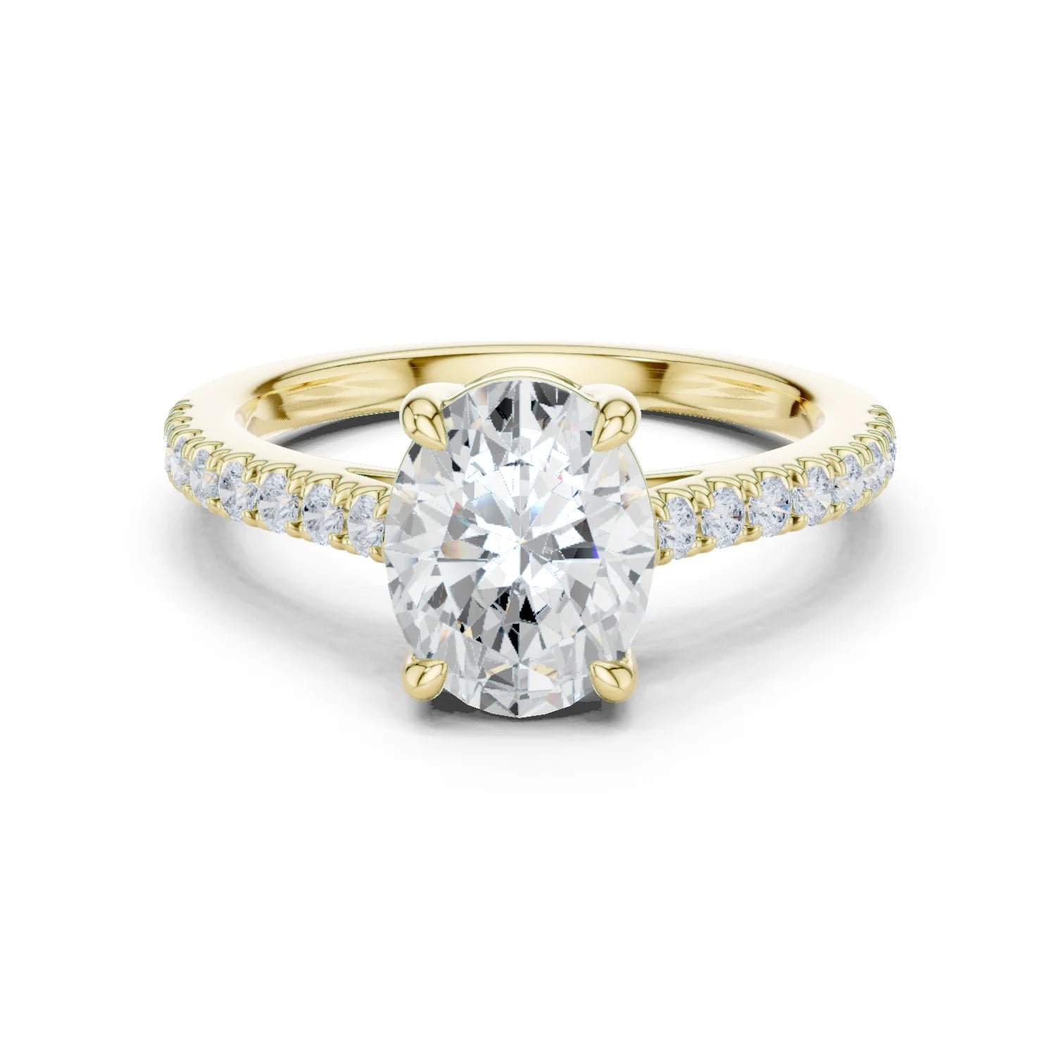 Oval Cut Diamond Pave Band Engagement Ring