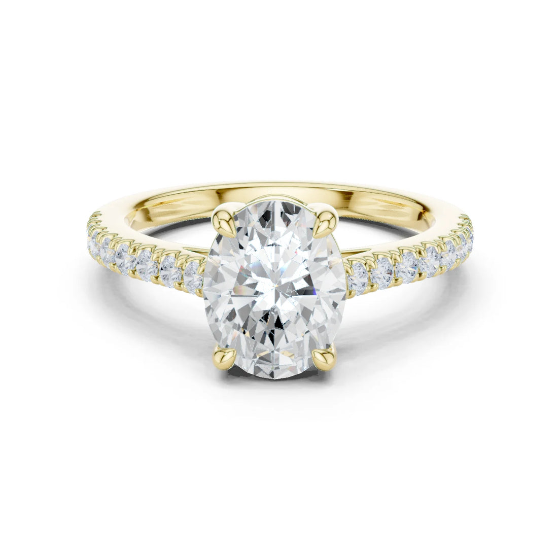 Oval Cut Diamond Pave Band Engagement Ring