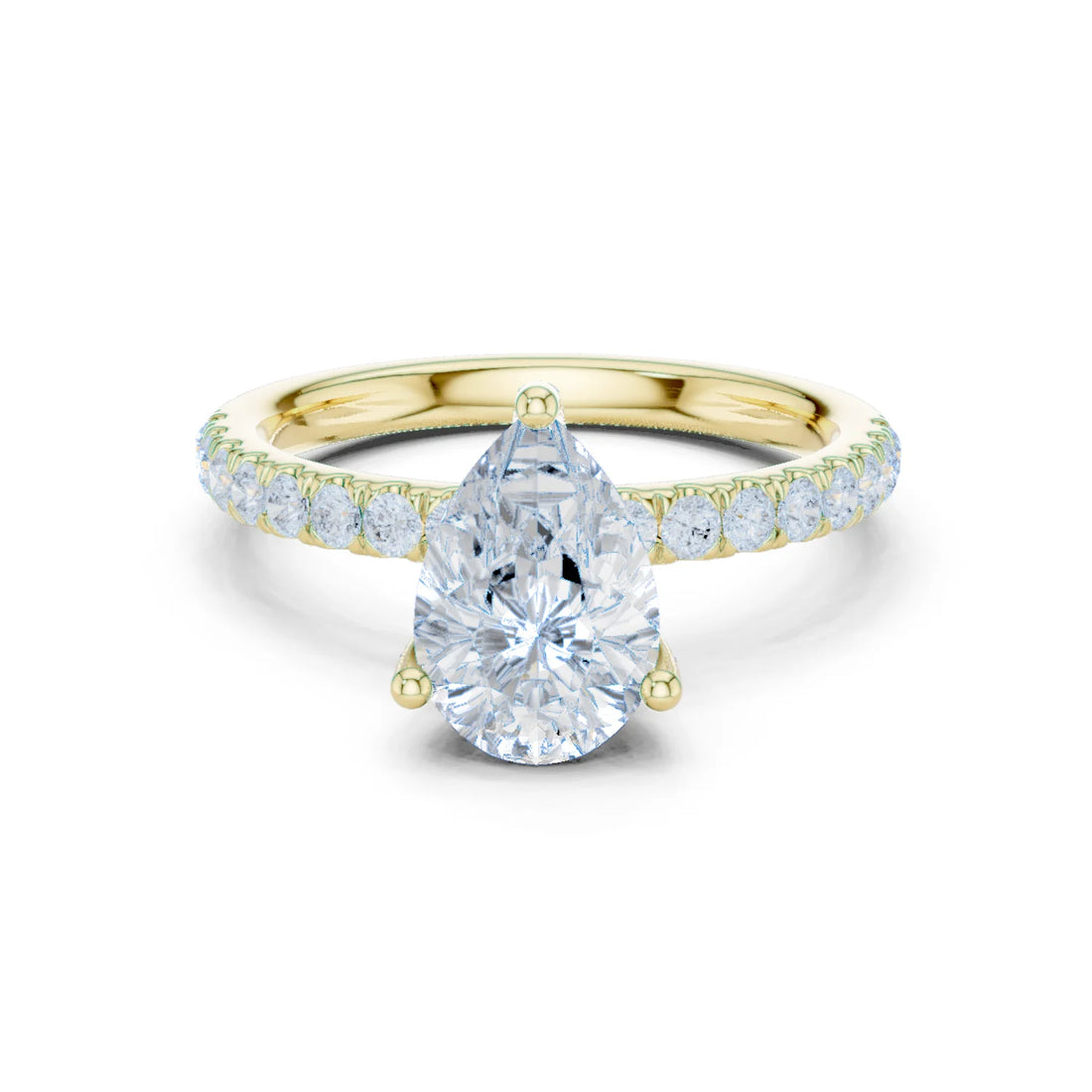 Pear Diamond Engagement Ring With Pave Band