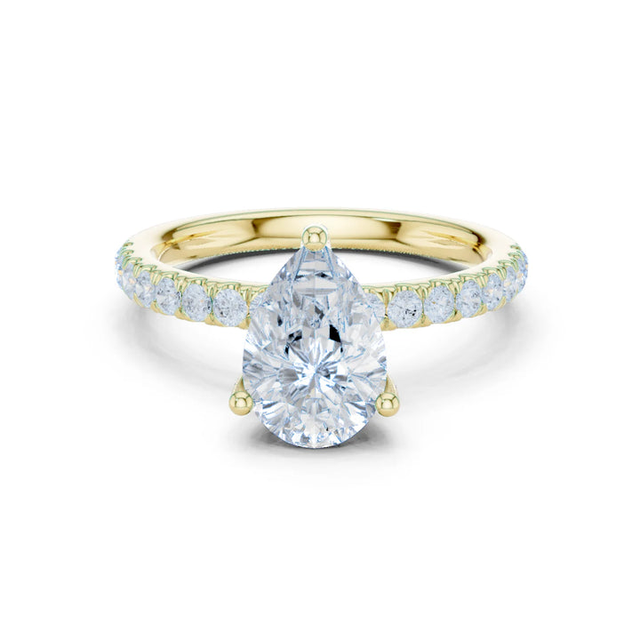 Pear Diamond Engagement Ring With Pave Band
