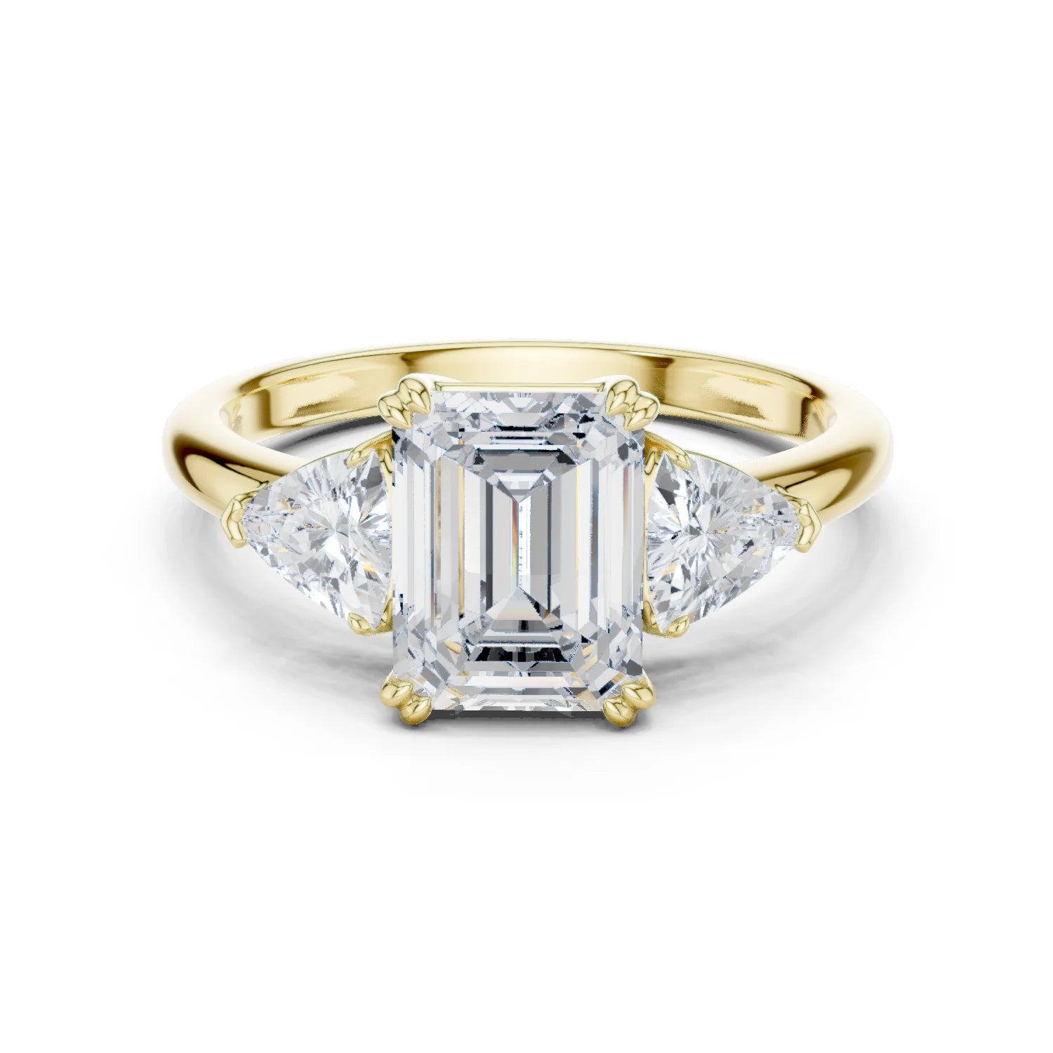 Emerald Cut Diamond Three Stone Engagement Ring