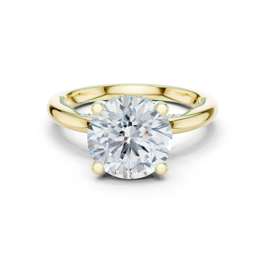 Hidden Halo Round Cut Diamond Engagement Ring