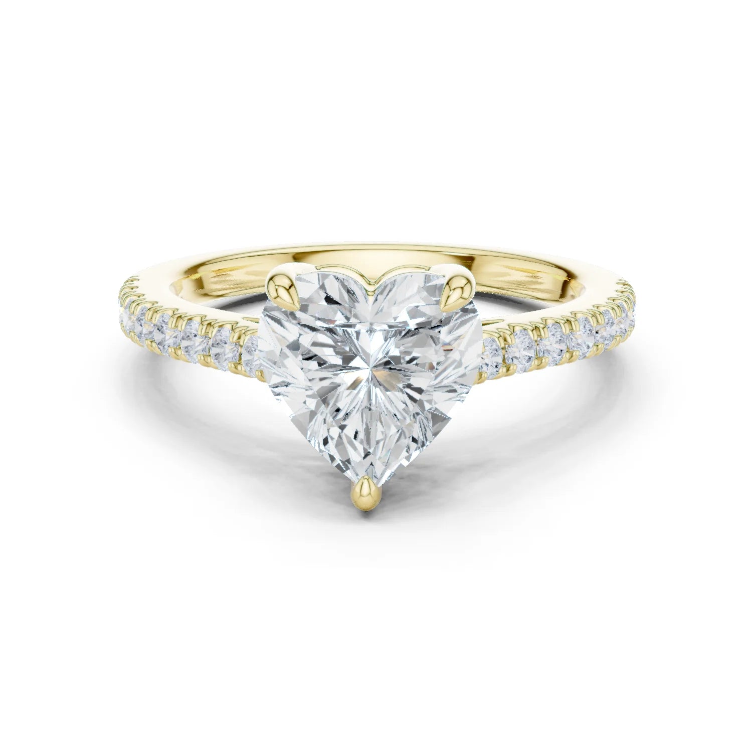 Heart Cut Diamond Pave Band Engagement Ring