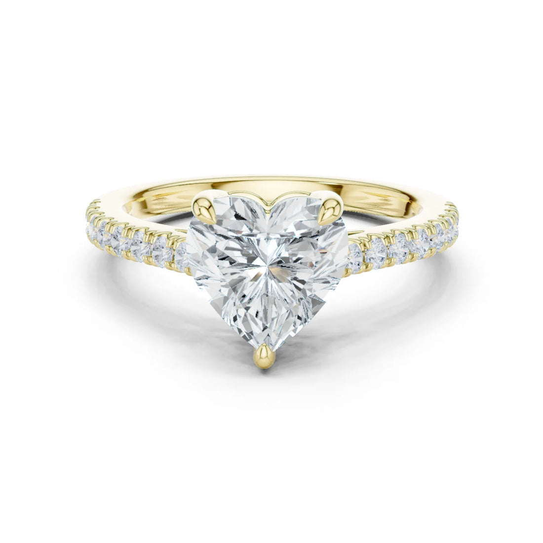 Heart Cut Diamond Pave Band Engagement Ring