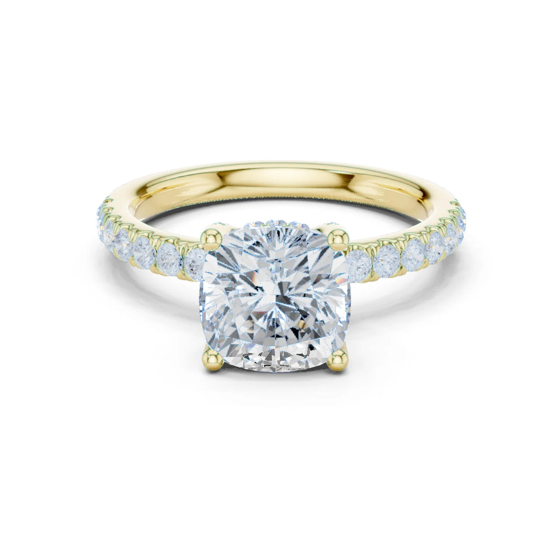 Cushion Diamond Engagement Ring With Pave Band