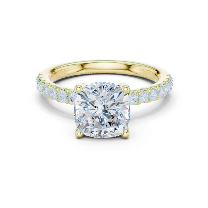Cushion Diamond Engagement Ring With Pave Band