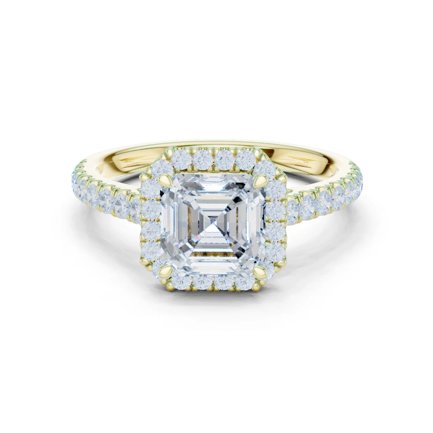 Asscher Shape Diamond Halo Engagement Ring