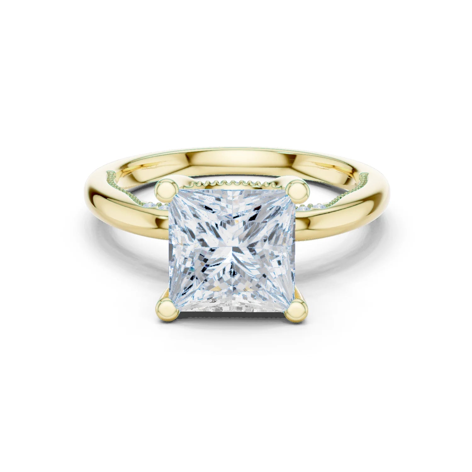 Hidden Halo Princess Cut Diamond Engagement Ring