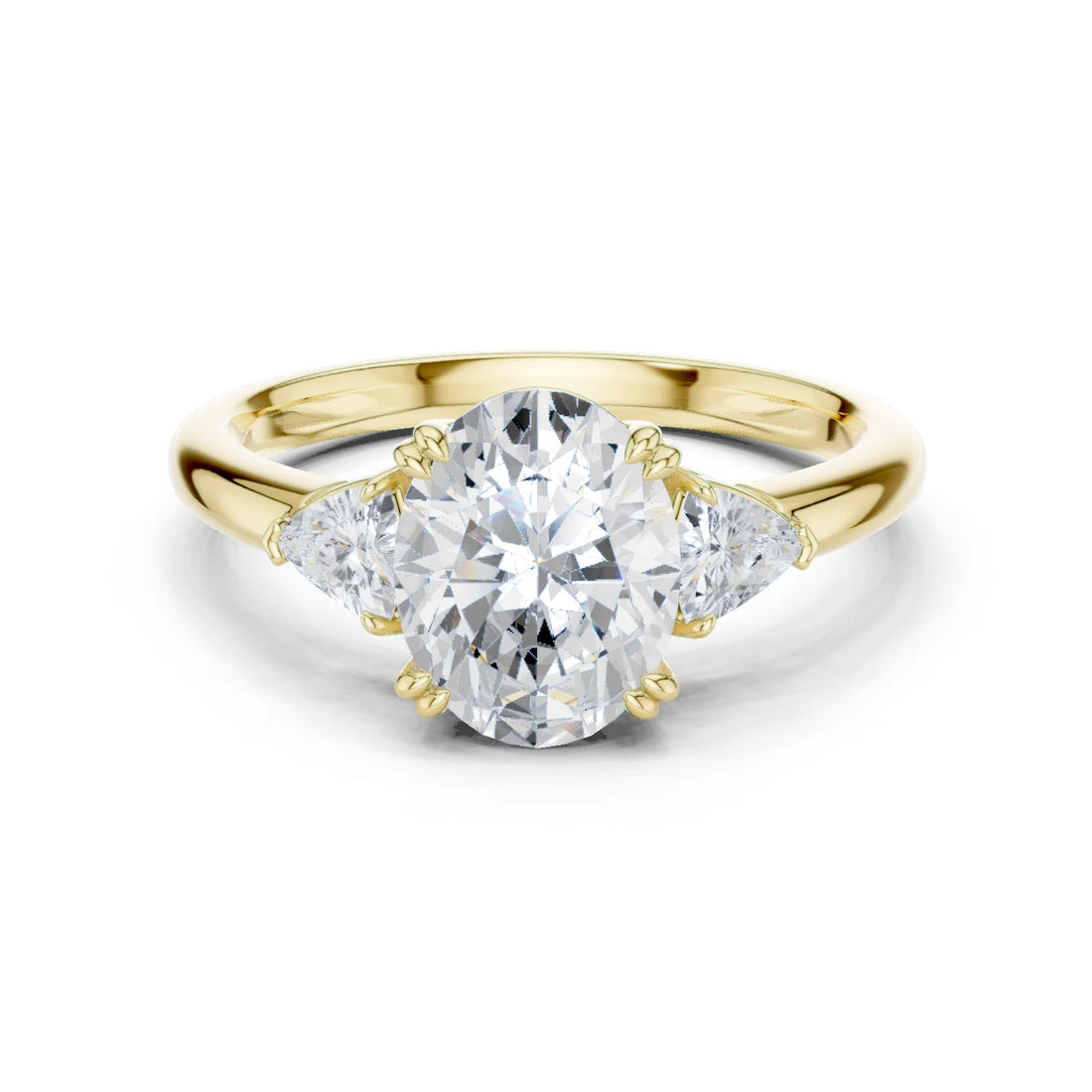 Trillion Side Diamond Oval Shape Engagement Ring