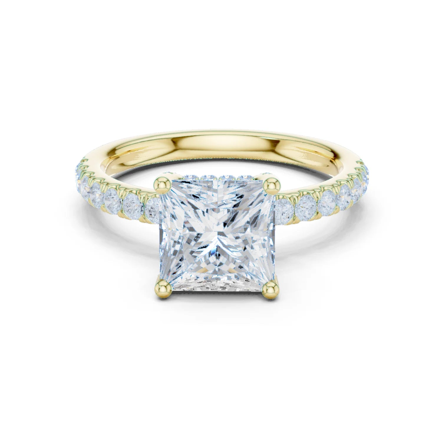 Princess Diamond Engagement Ring With Pave Band