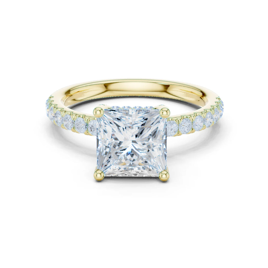 Princess Diamond Engagement Ring With Pave Band