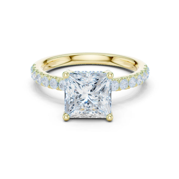 Princess Diamond Engagement Ring With Pave Band