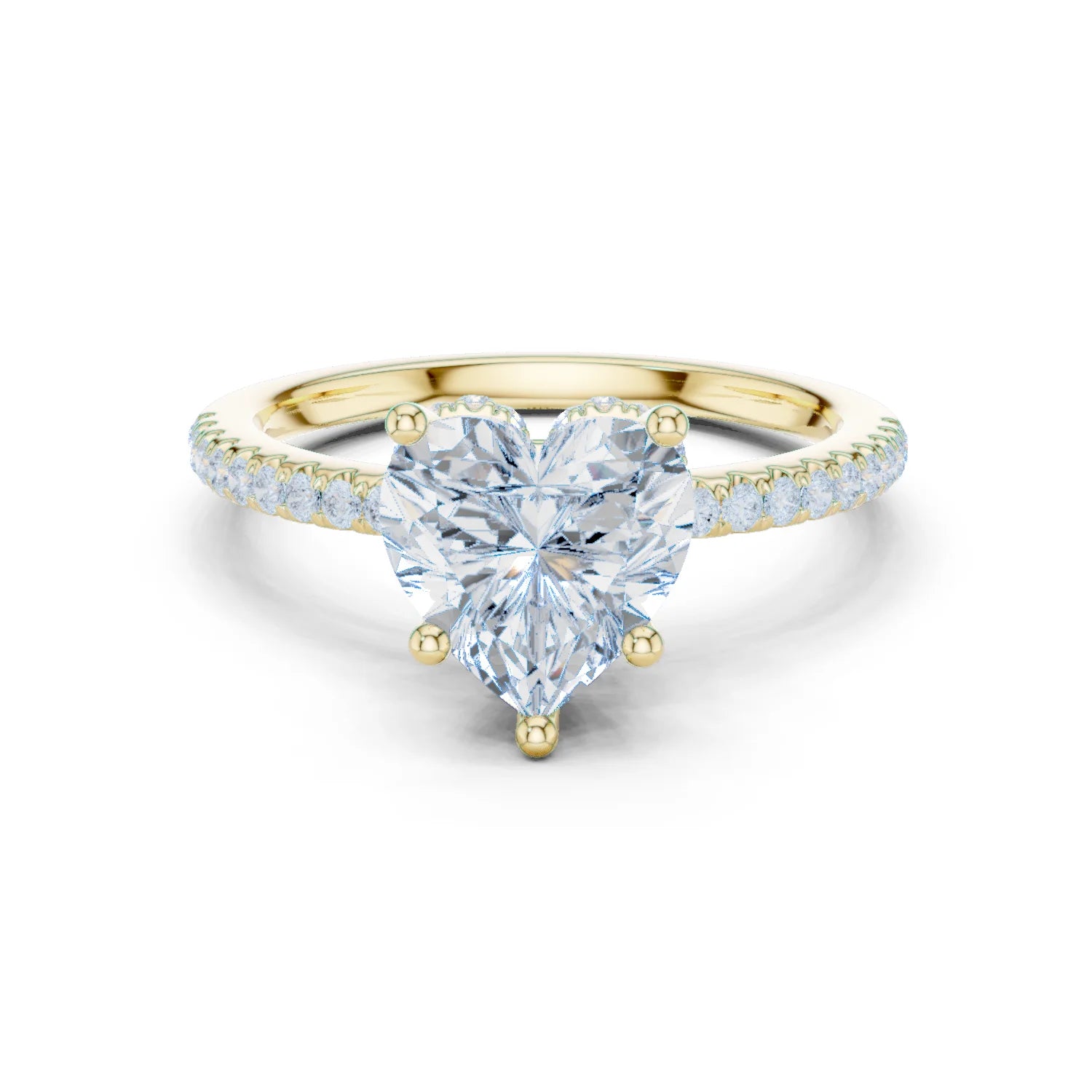 Hidden Halo Heart Cut Diamond Engagement Ring With Pave Band