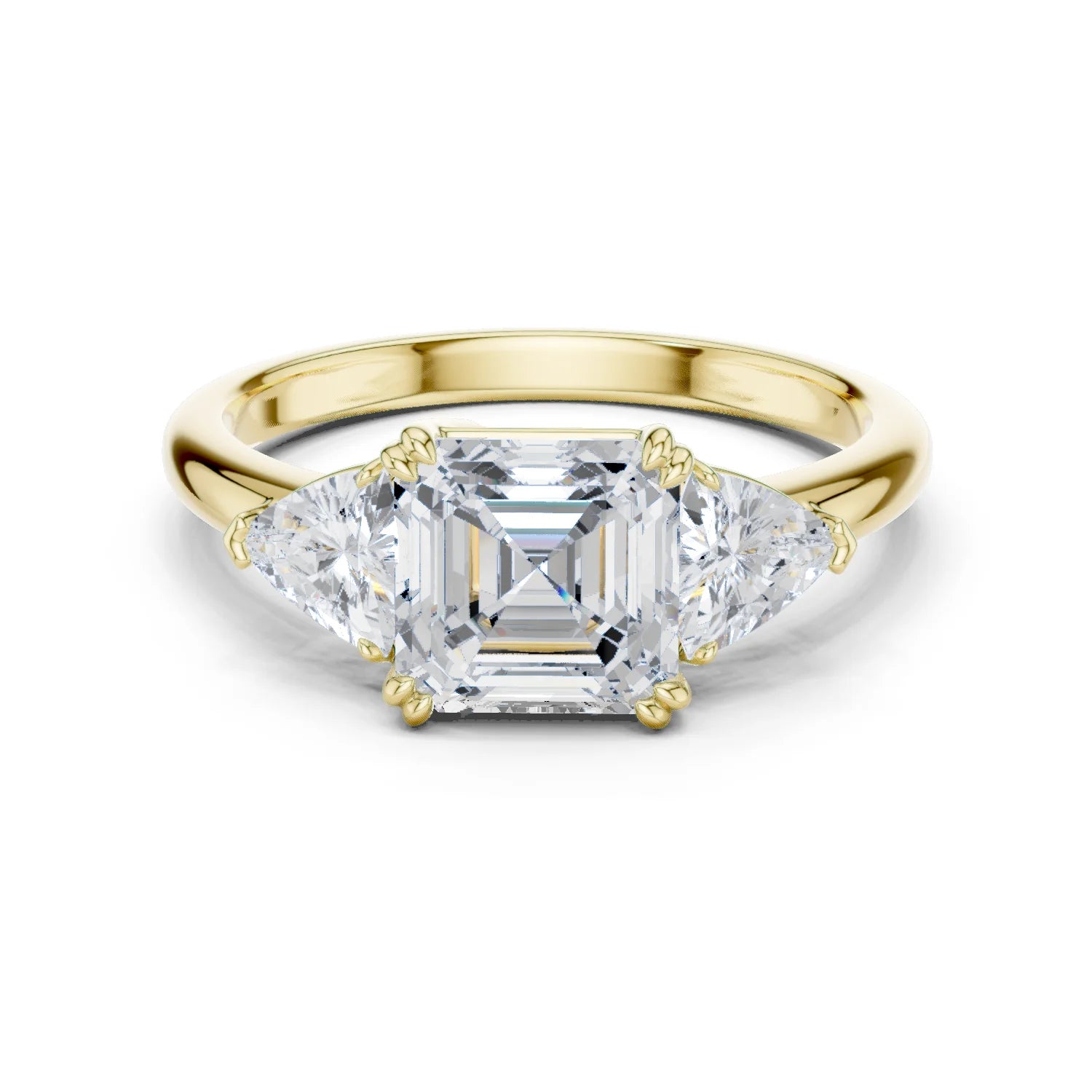 Square Emerald Cut Diamond Three Stone Engagement Ring