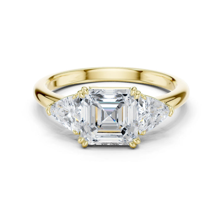 Square Emerald Cut Diamond Three Stone Engagement Ring
