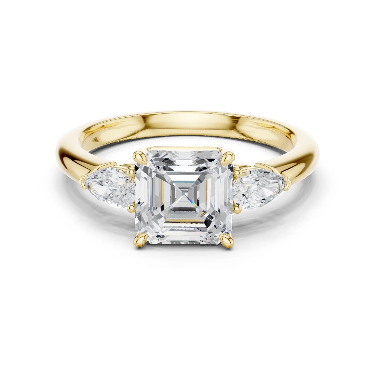 Asscher Cut Diamond Three-Stone Engagement Ring