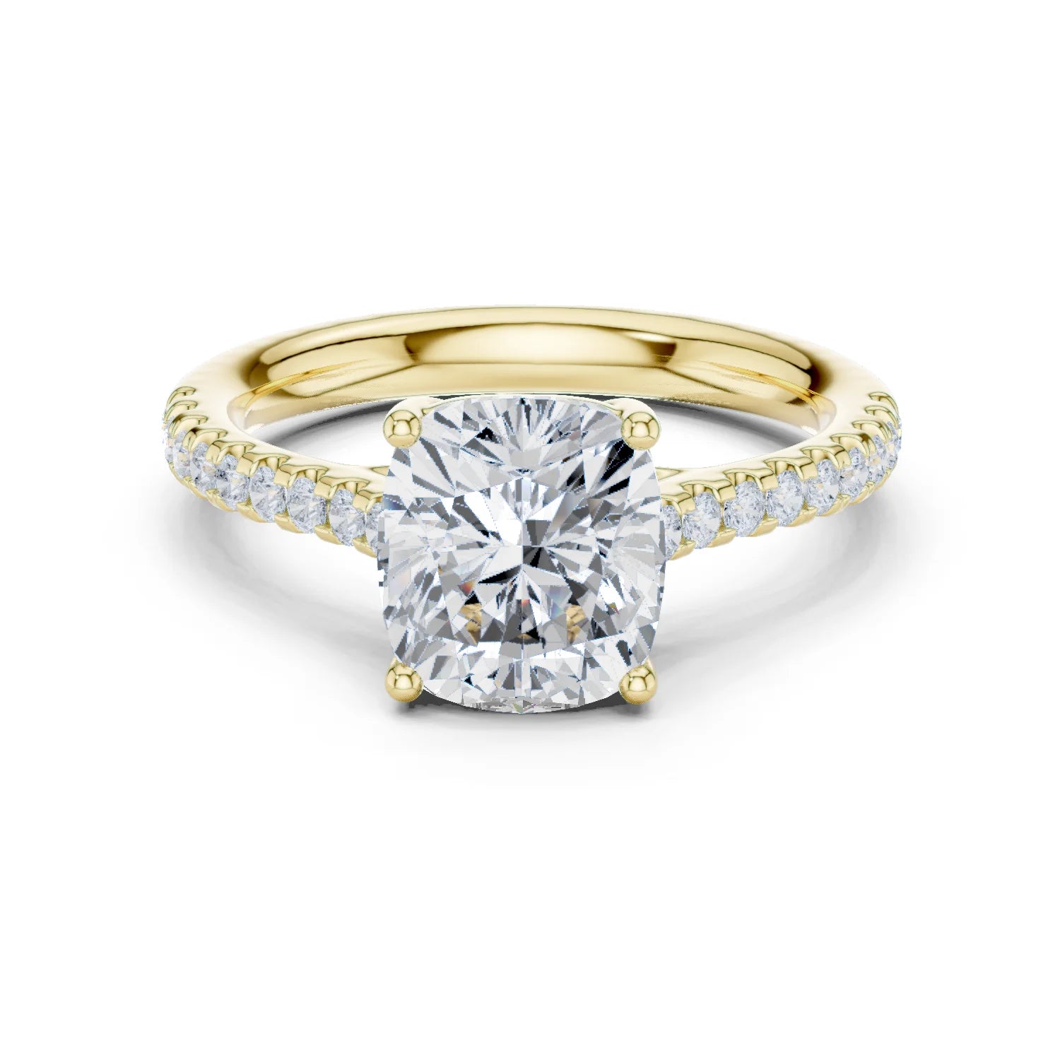 Cushion-Cut Diamond Engagement Ring with Split Shank