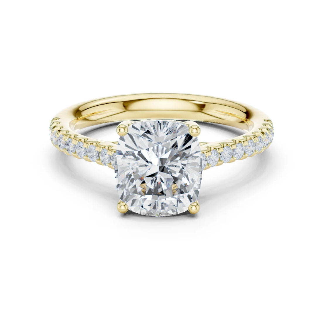 Cushion-Cut Diamond Engagement Ring with Split Shank