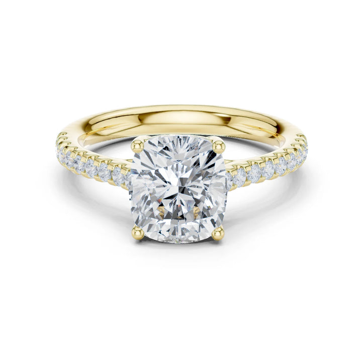 Cushion-Cut Diamond Engagement Ring with Split Shank