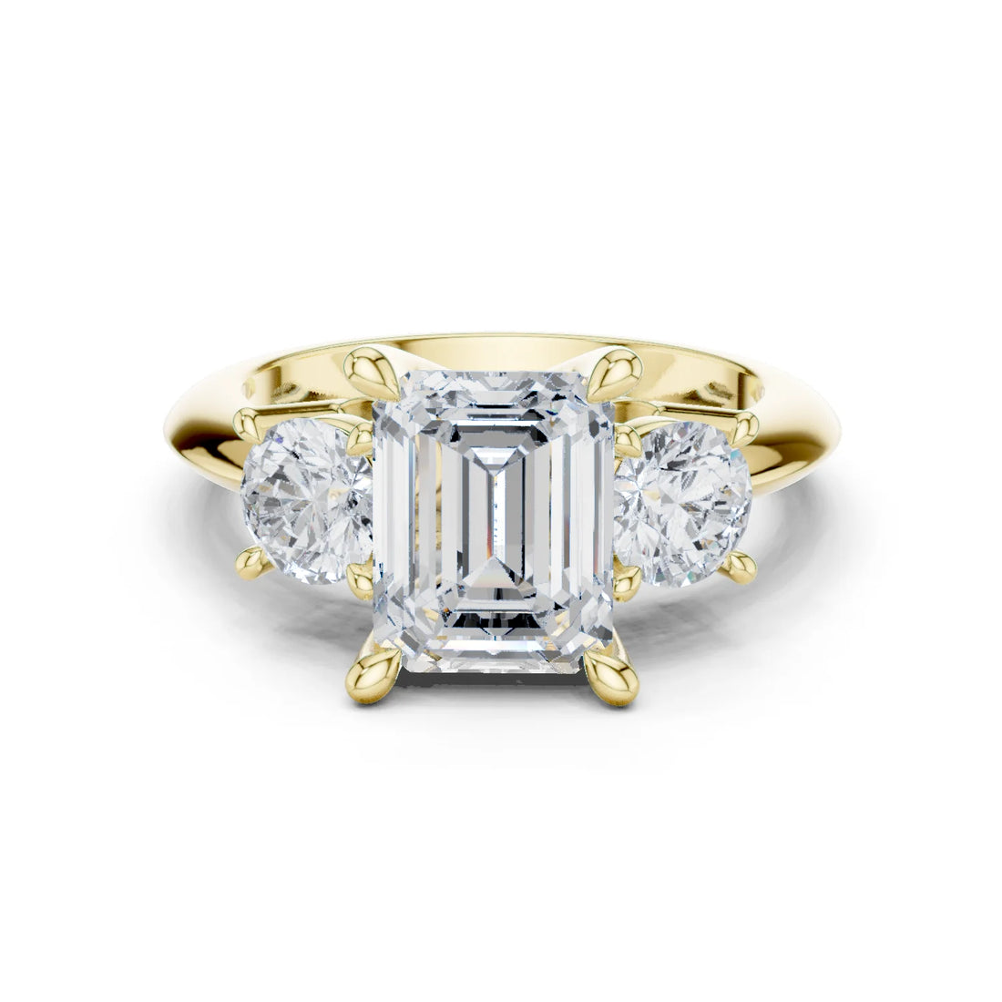 Emerald Cut Diamond Three-Stone Engagement Ring