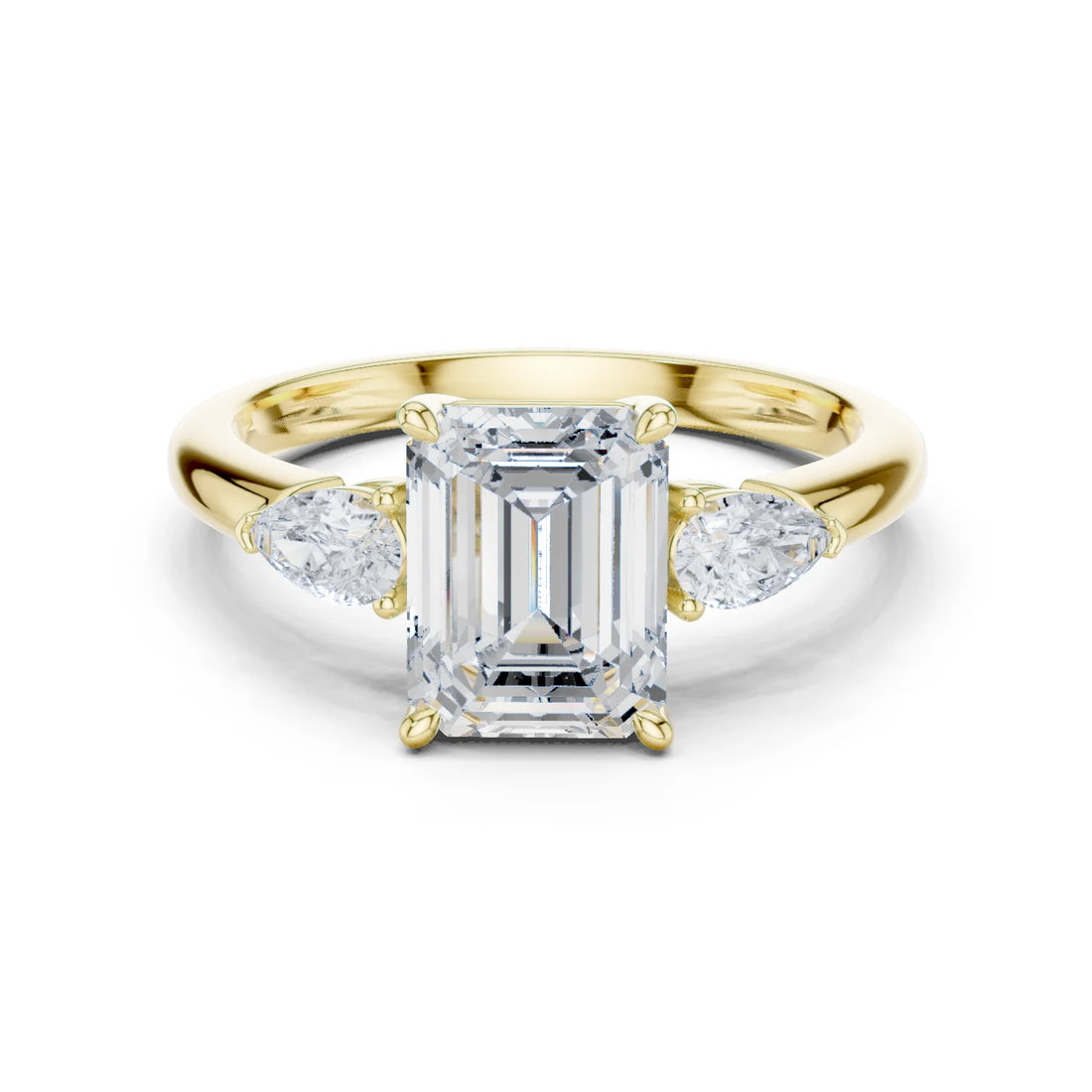 Emerald Cut Diamond Three-Stone Engagement Ring