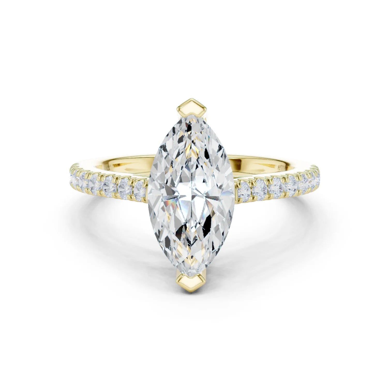Marquise Cut Diamond Pave Band Engagement Ring