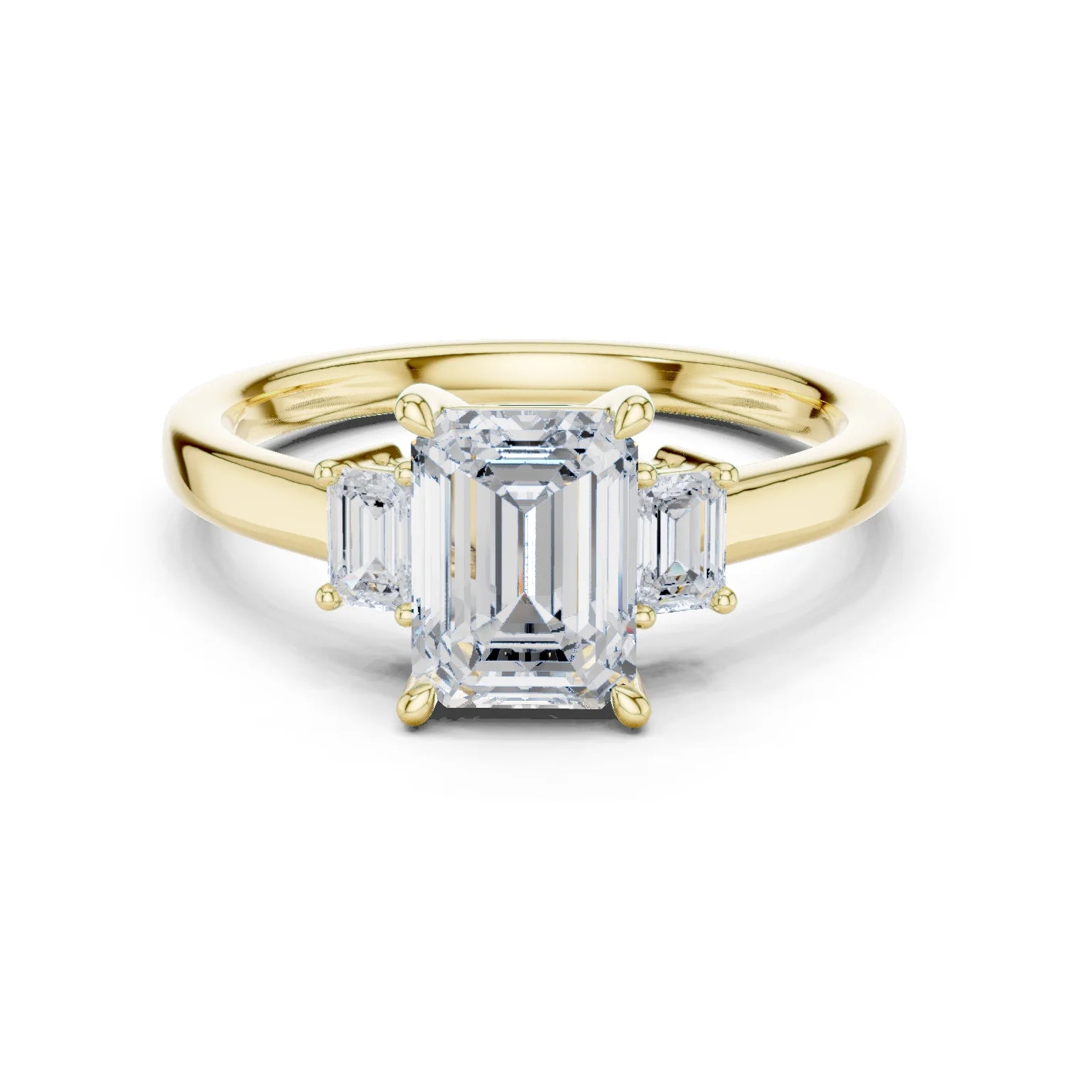 Emerald Cut Diamond Three-Stone Engagement Ring