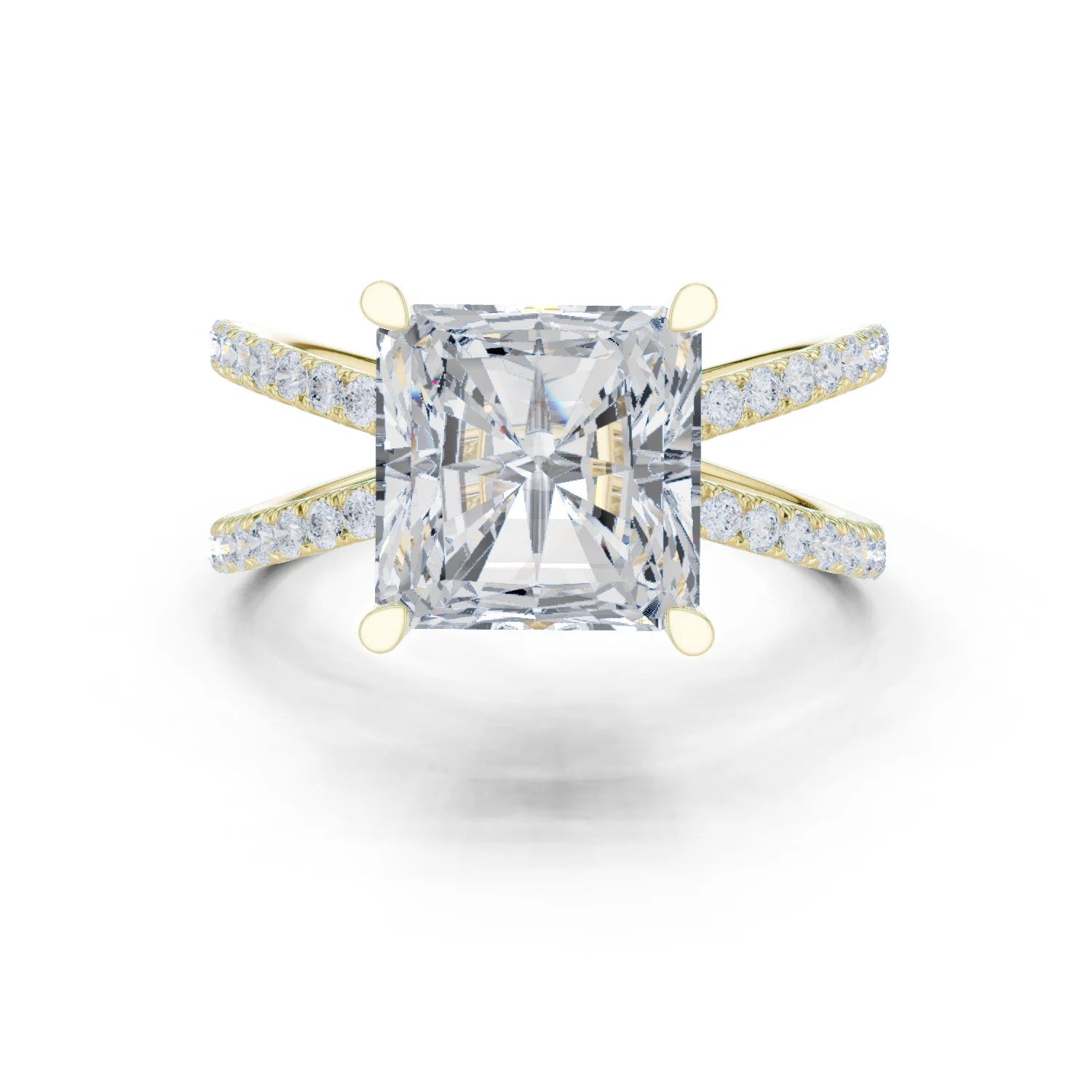 Radiant Cut Diamond Split Shank Engagement Ring