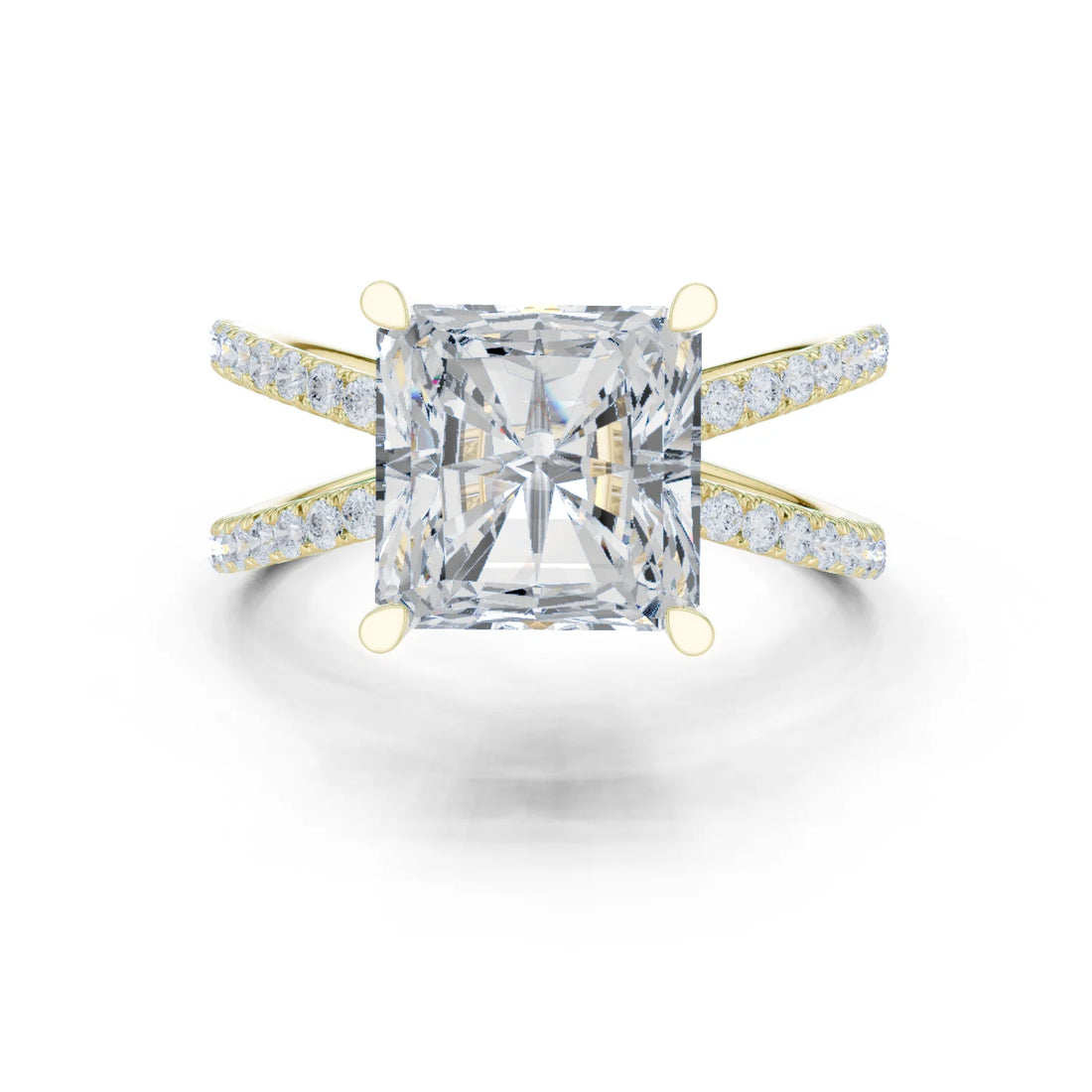 Radiant Cut Diamond Split Shank Engagement Ring