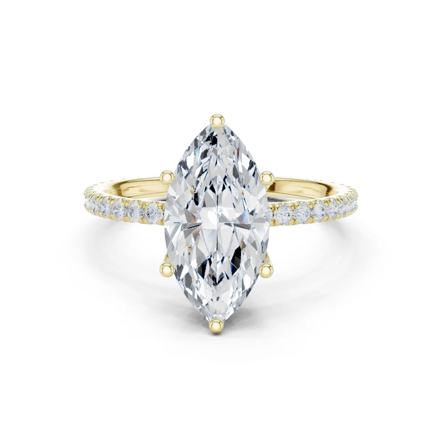 Marquise Shape Diamond Pave Band Engagement Ring