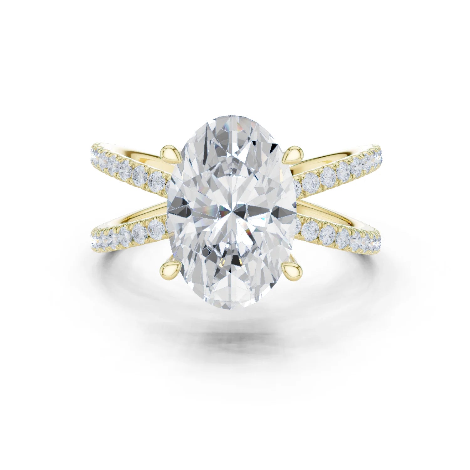 Oval Cut Diamond Split Shank Engagement Ring