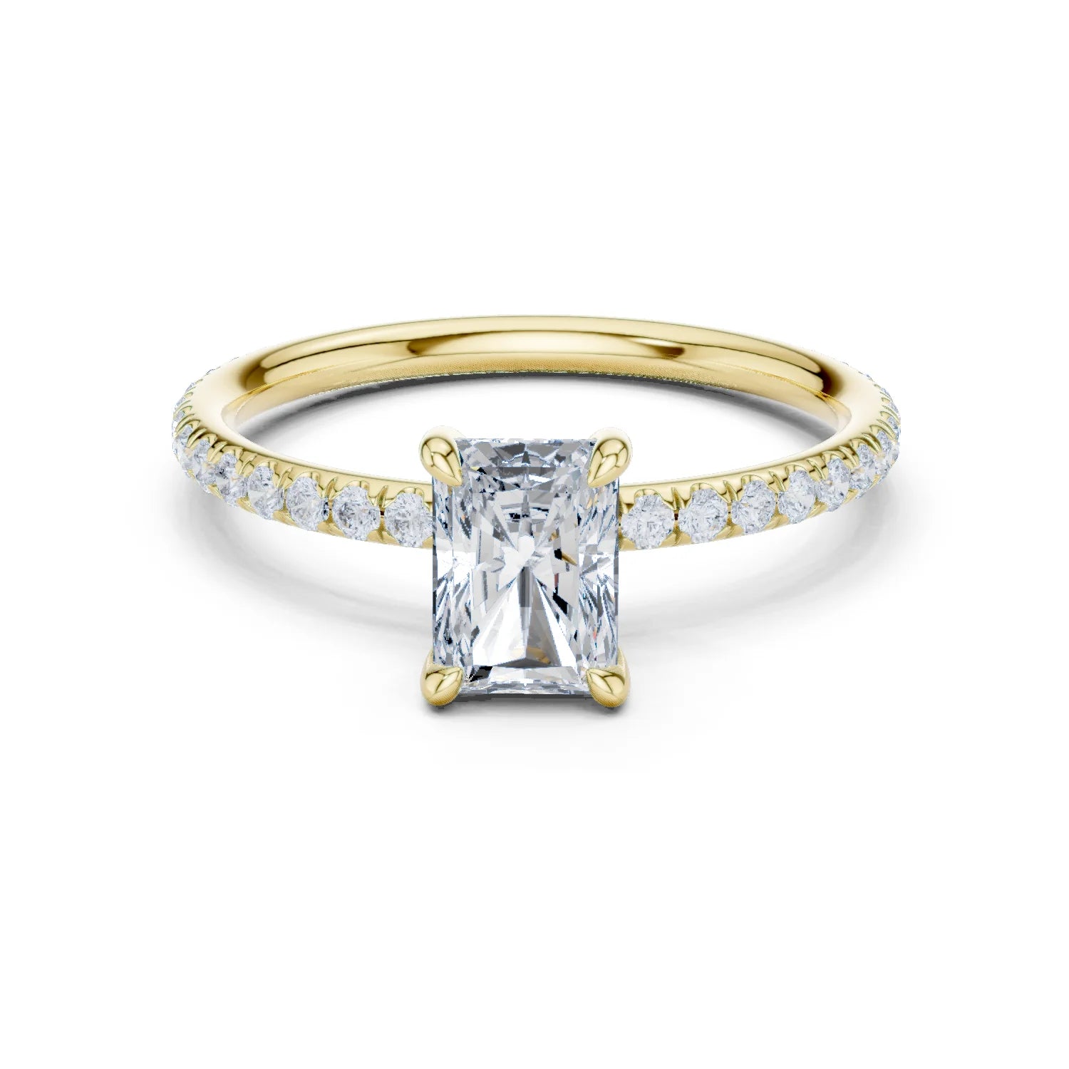 Radiant Cut Diamond Pave Engagement Ring