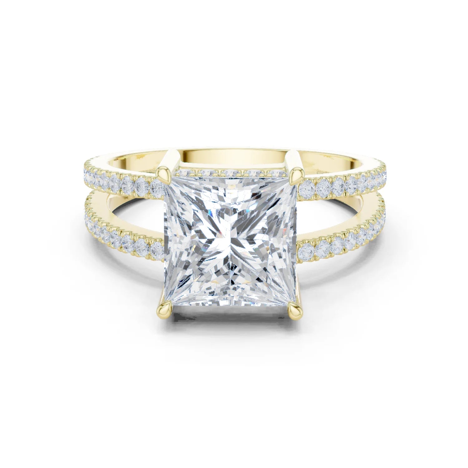 Princess Cut Diamond Split Shank Engagement Ring