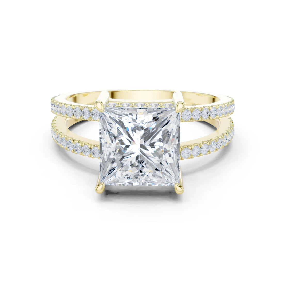 Princess Cut Diamond Split Shank Engagement Ring