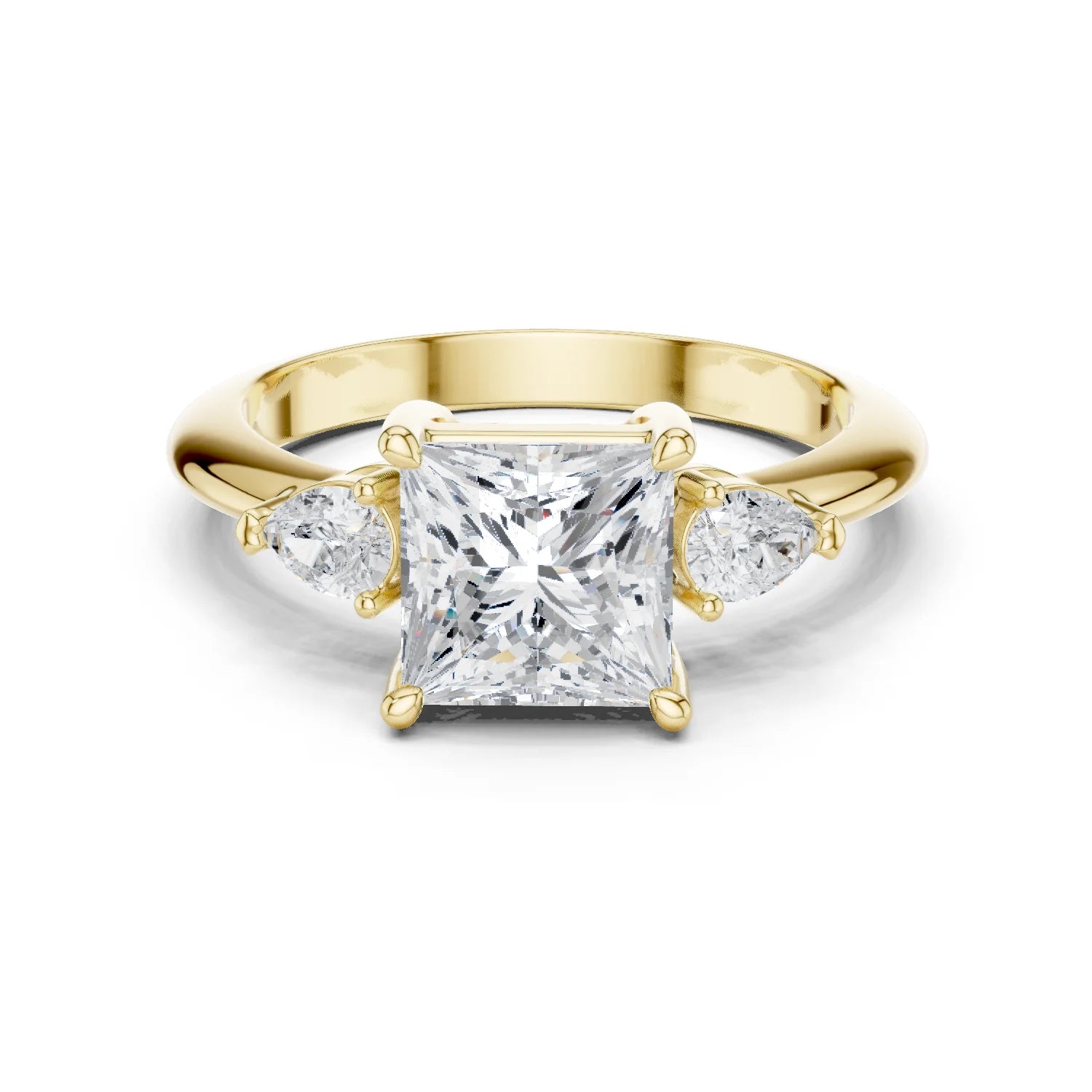 Princess Diamond Solitaire Engagement Ring with Hidden Side Accent